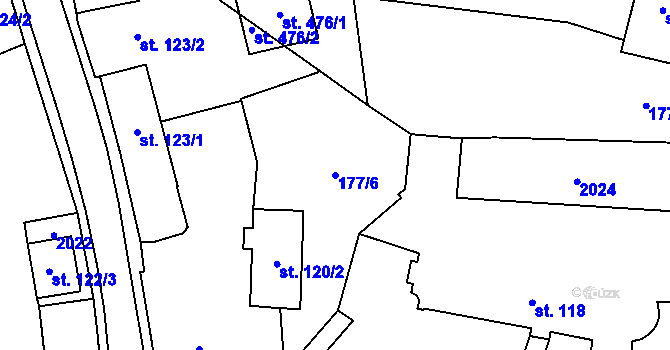 Parcela st. 177/6 v KÚ Hrochův Týnec, Katastrální mapa
