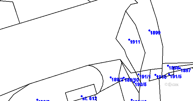 Parcela st. 189/1 v KÚ Hrochův Týnec, Katastrální mapa