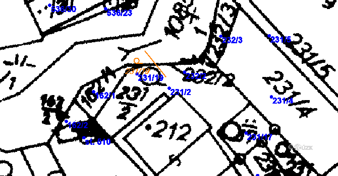 Parcela st. 231/2 v KÚ Hrochův Týnec, Katastrální mapa