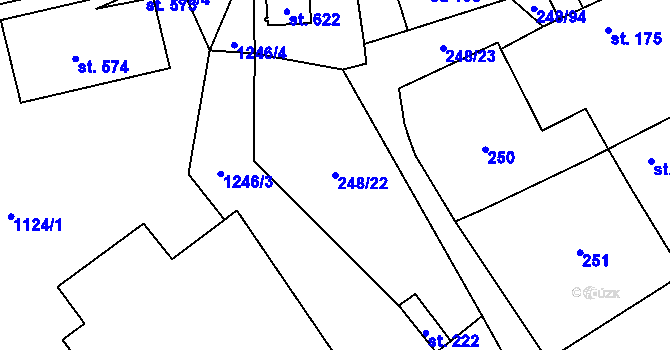Parcela st. 248/22 v KÚ Hrochův Týnec, Katastrální mapa