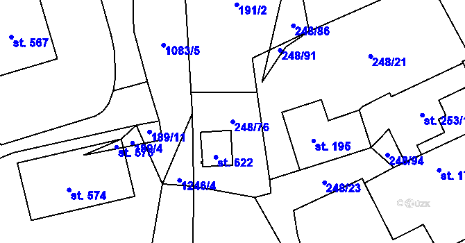 Parcela st. 248/76 v KÚ Hrochův Týnec, Katastrální mapa