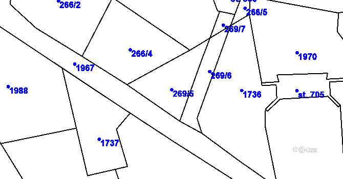 Parcela st. 269/5 v KÚ Hrochův Týnec, Katastrální mapa