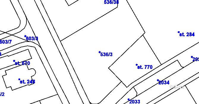 Parcela st. 536/3 v KÚ Hrochův Týnec, Katastrální mapa