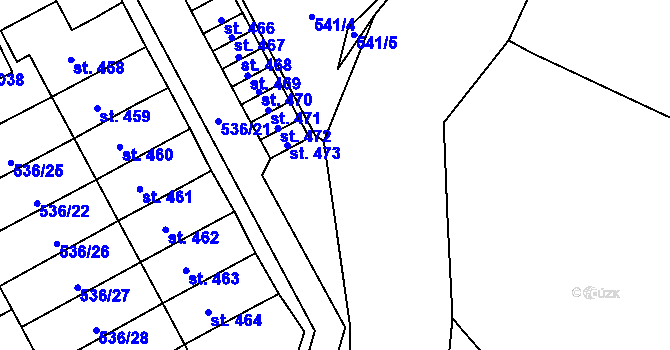 Parcela st. 541/3 v KÚ Hrochův Týnec, Katastrální mapa
