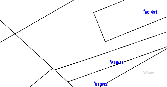 Parcela st. 610/7 v KÚ Hrochův Týnec, Katastrální mapa