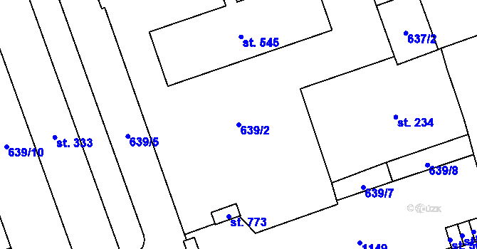 Parcela st. 639/2 v KÚ Hrochův Týnec, Katastrální mapa