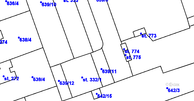Parcela st. 639/5 v KÚ Hrochův Týnec, Katastrální mapa