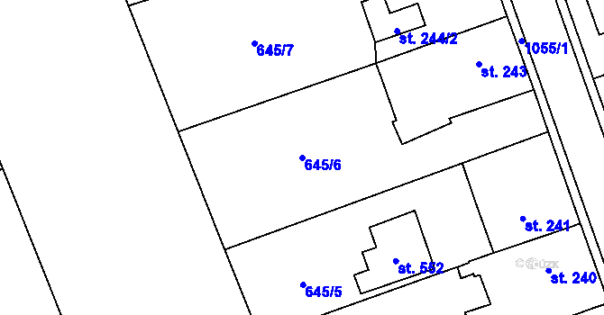 Parcela st. 645/6 v KÚ Hrochův Týnec, Katastrální mapa