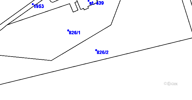 Parcela st. 826/2 v KÚ Hrochův Týnec, Katastrální mapa