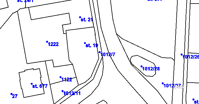 Parcela st. 1012/7 v KÚ Hrochův Týnec, Katastrální mapa