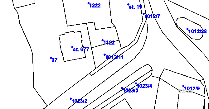 Parcela st. 1012/11 v KÚ Hrochův Týnec, Katastrální mapa