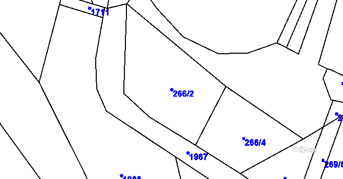 Parcela st. 266/2 v KÚ Hrochův Týnec, Katastrální mapa