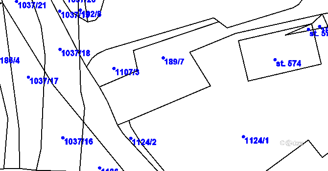 Parcela st. 189/8 v KÚ Hrochův Týnec, Katastrální mapa