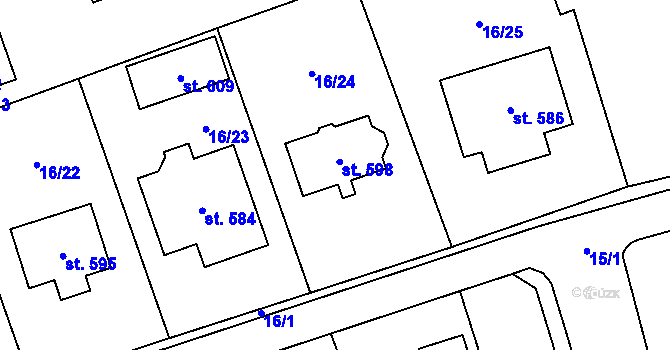 Parcela st. 598 v KÚ Hrochův Týnec, Katastrální mapa