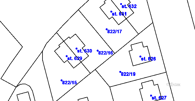Parcela st. 822/16 v KÚ Hrochův Týnec, Katastrální mapa