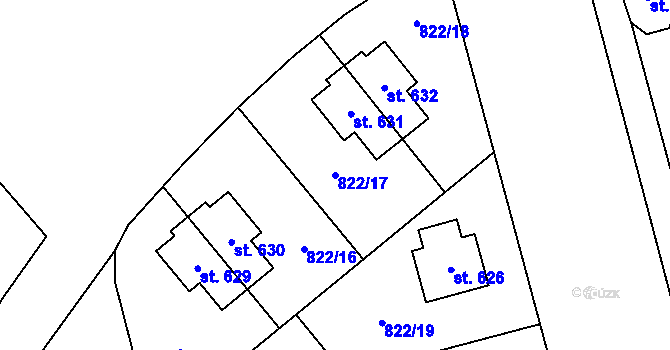 Parcela st. 822/17 v KÚ Hrochův Týnec, Katastrální mapa