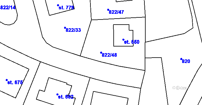 Parcela st. 822/48 v KÚ Hrochův Týnec, Katastrální mapa