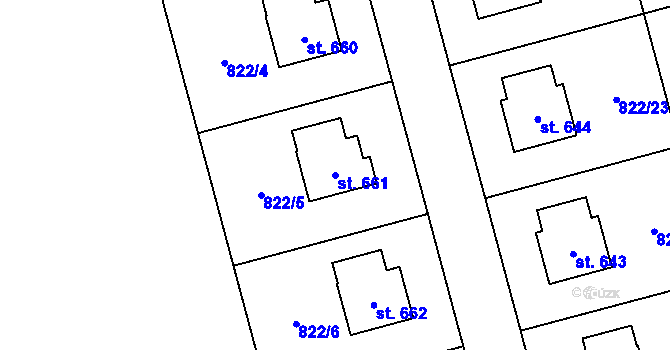 Parcela st. 661 v KÚ Hrochův Týnec, Katastrální mapa