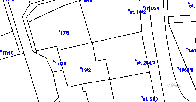 Parcela st. 264/5 v KÚ Hrochův Týnec, Katastrální mapa