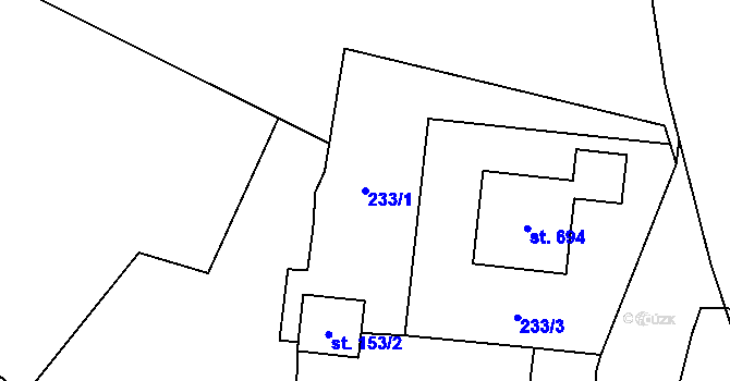Parcela st. 233/1 v KÚ Hrochův Týnec, Katastrální mapa
