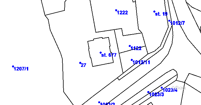 Parcela st. 677 v KÚ Hrochův Týnec, Katastrální mapa