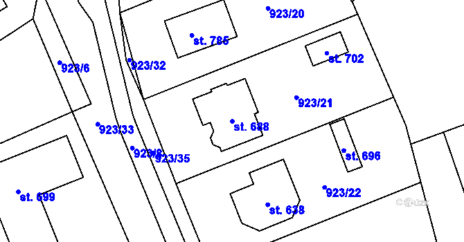 Parcela st. 688 v KÚ Hrochův Týnec, Katastrální mapa