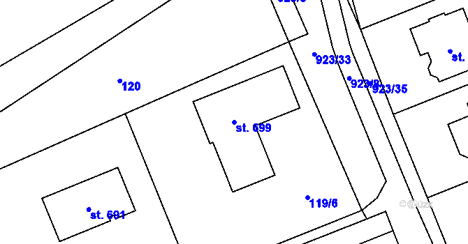 Parcela st. 699 v KÚ Hrochův Týnec, Katastrální mapa