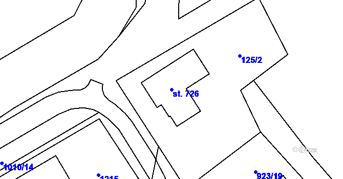 Parcela st. 726 v KÚ Hrochův Týnec, Katastrální mapa