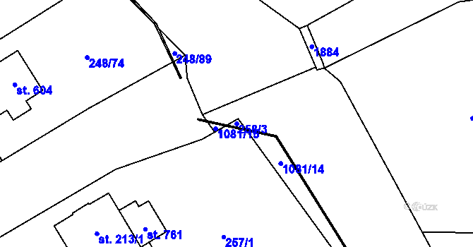 Parcela st. 258/3 v KÚ Hrochův Týnec, Katastrální mapa