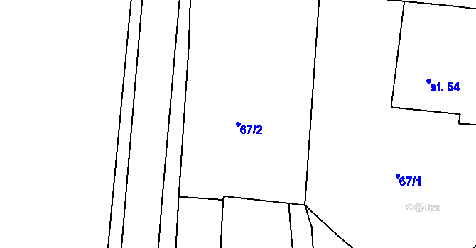 Parcela st. 67/2 v KÚ Hrochův Týnec, Katastrální mapa