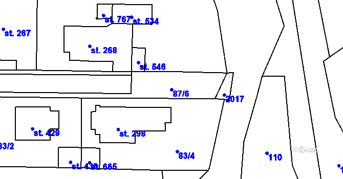 Parcela st. 87/6 v KÚ Hrochův Týnec, Katastrální mapa