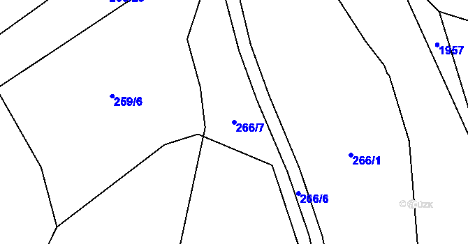 Parcela st. 266/7 v KÚ Hrochův Týnec, Katastrální mapa