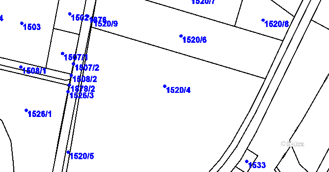 Parcela st. 1520/4 v KÚ Hrochův Týnec, Katastrální mapa