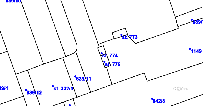 Parcela st. 774 v KÚ Hrochův Týnec, Katastrální mapa