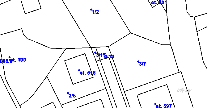 Parcela st. 3/14 v KÚ Hrochův Týnec, Katastrální mapa