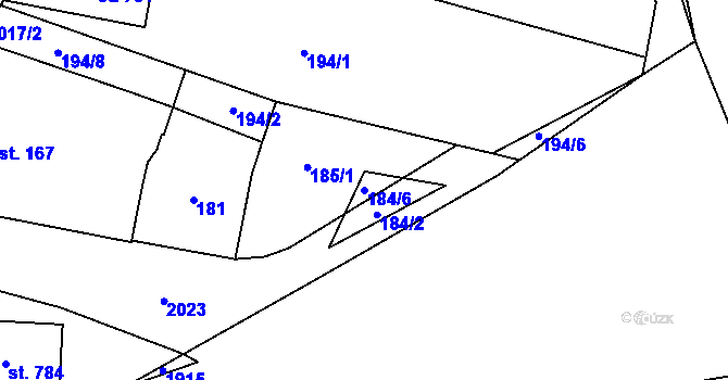 Parcela st. 184/6 v KÚ Hrochův Týnec, Katastrální mapa