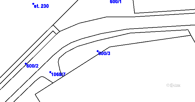 Parcela st. 600/3 v KÚ Hrochův Týnec, Katastrální mapa