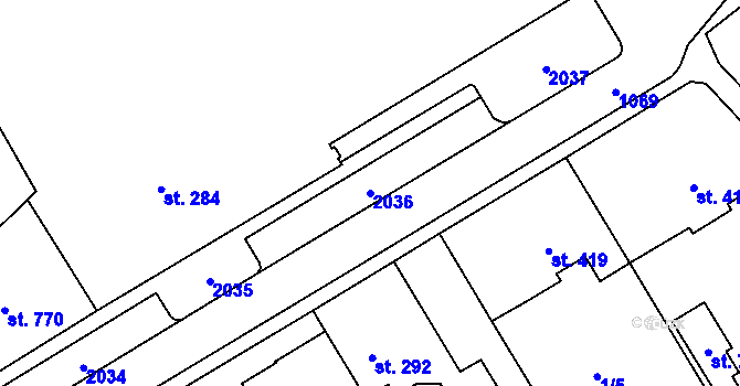 Parcela st. 2036 v KÚ Hrochův Týnec, Katastrální mapa