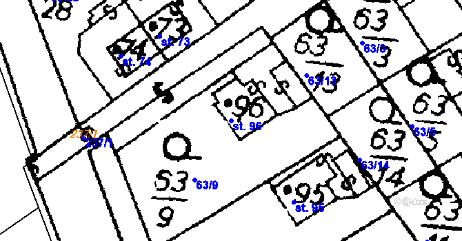 Parcela st. 96 v KÚ Stíčany, Katastrální mapa