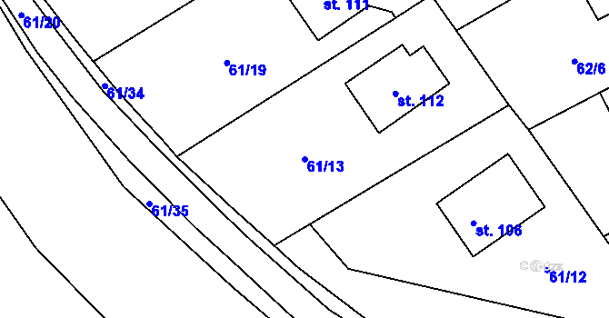 Parcela st. 61/13 v KÚ Stíčany, Katastrální mapa
