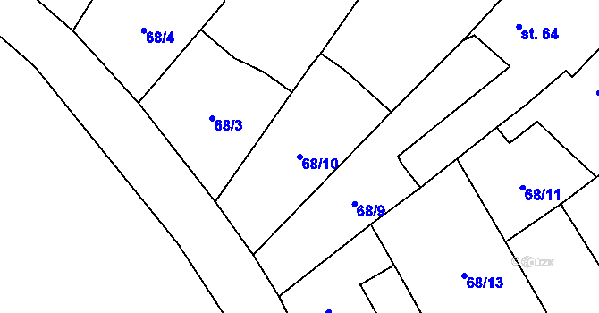Parcela st. 68/10 v KÚ Stíčany, Katastrální mapa