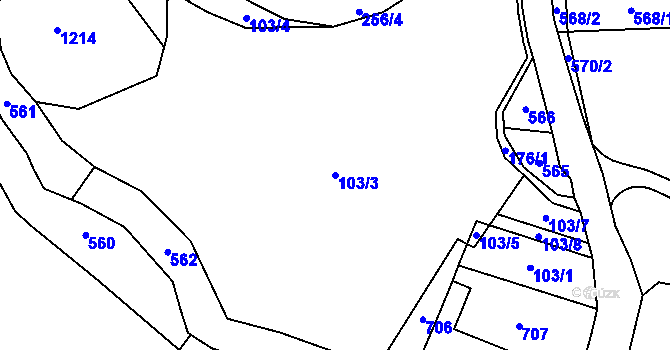 Parcela st. 103/3 v KÚ Stíčany, Katastrální mapa