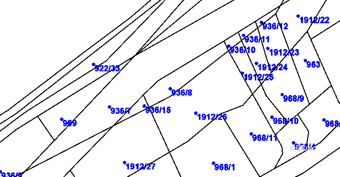 Parcela st. 936/8 v KÚ Hromnice, Katastrální mapa