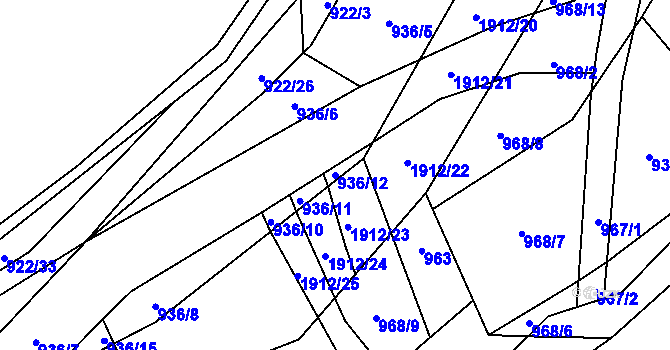 Parcela st. 936/12 v KÚ Hromnice, Katastrální mapa