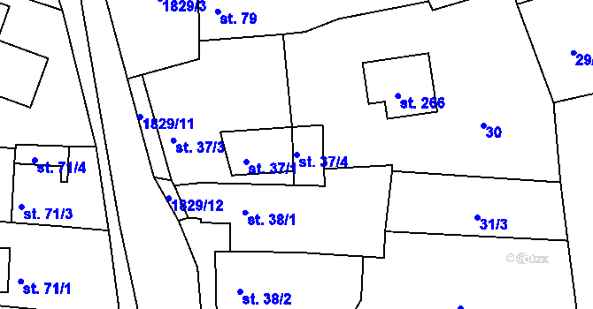 Parcela st. 37/4 v KÚ Hromnice, Katastrální mapa