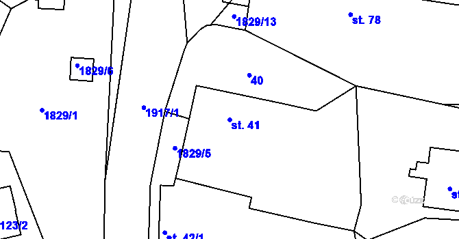 Parcela st. 41 v KÚ Hromnice, Katastrální mapa