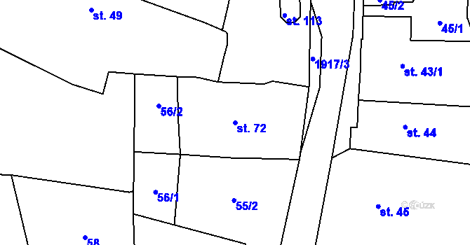 Parcela st. 72 v KÚ Hromnice, Katastrální mapa