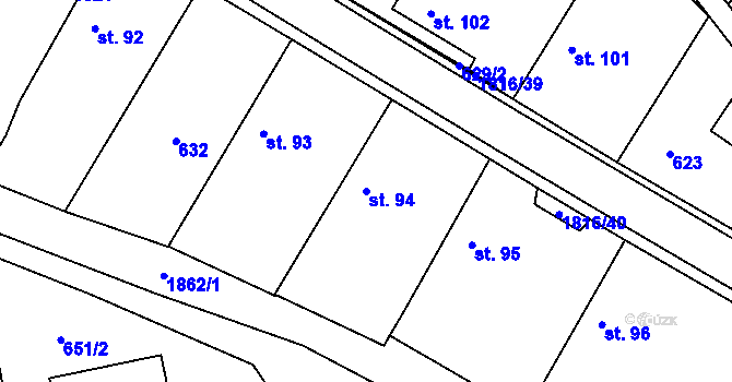 Parcela st. 94 v KÚ Hromnice, Katastrální mapa