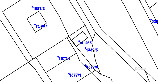 Parcela st. 265 v KÚ Hromnice, Katastrální mapa