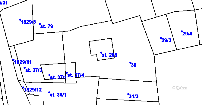 Parcela st. 266 v KÚ Hromnice, Katastrální mapa